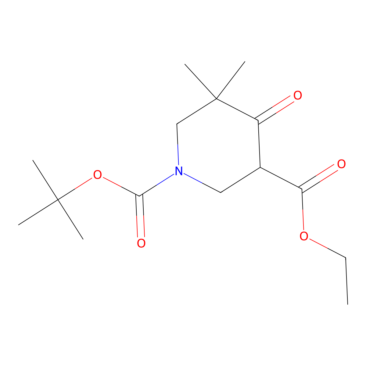 1-tert-Butyl 3-ethyl 5,5-dimethyl-4-oxopiperidine-1,3-dicarboxylate molecular structure, CAS 1956365-47-1