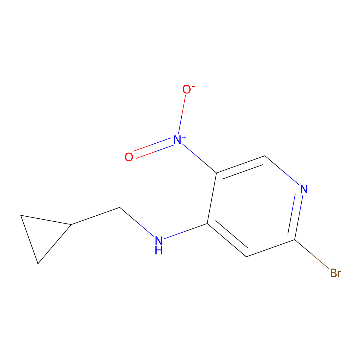 2-Bromo-N-(cyclopropylmethyl)-5-nitropyridin-4-amine molecular structure, CAS 1956365-58-4