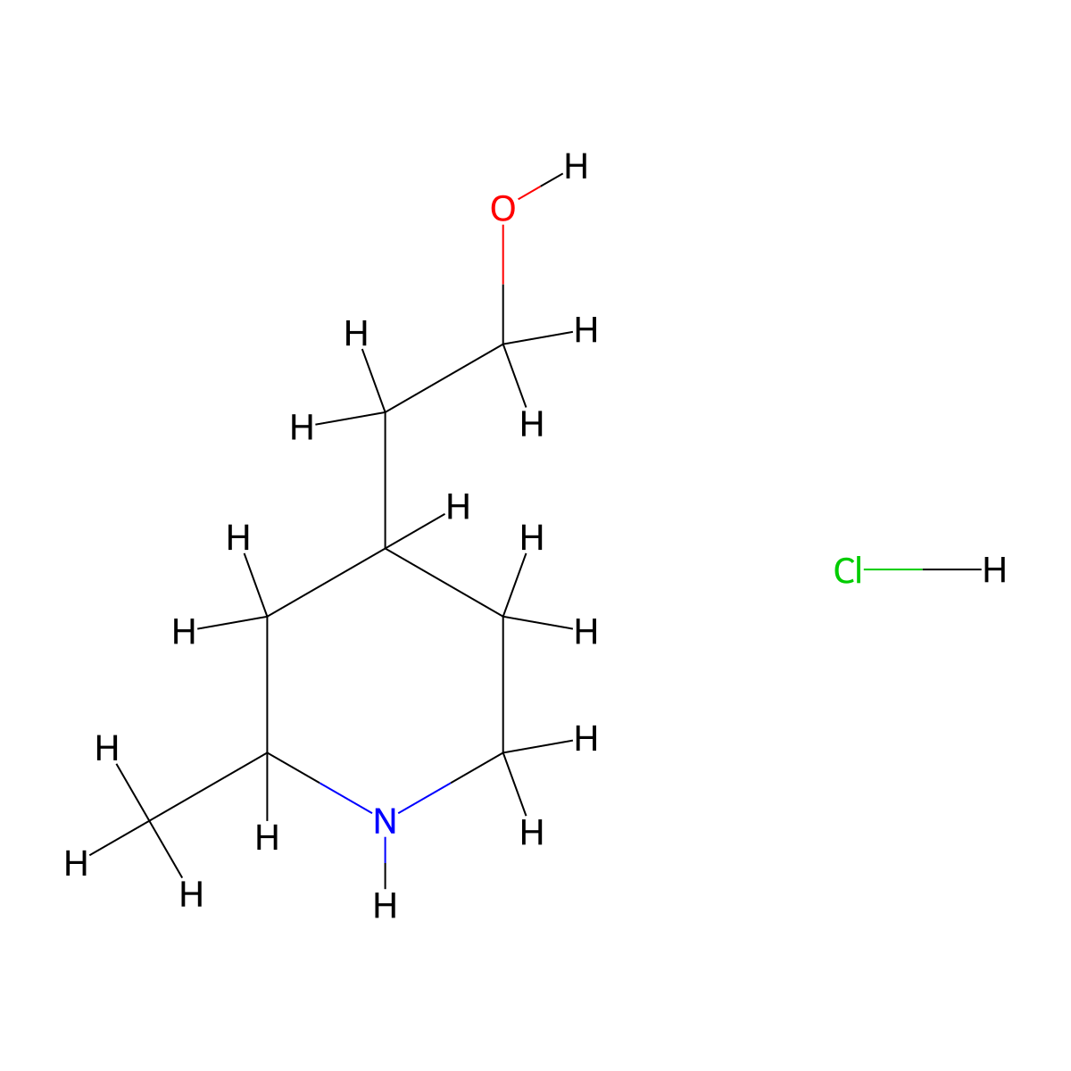 2-(2-Methylpiperidin-4-yl)ethanol hydrochloride molecular structure, CAS 1956365-64-2