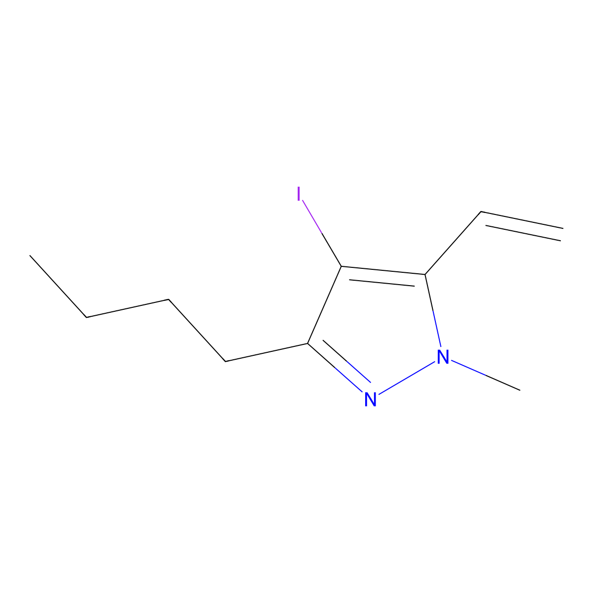3-Butyl-4-iodo-1-methyl-5-vinyl-1H-pyrazole molecular structure, CAS 1956365-87-9