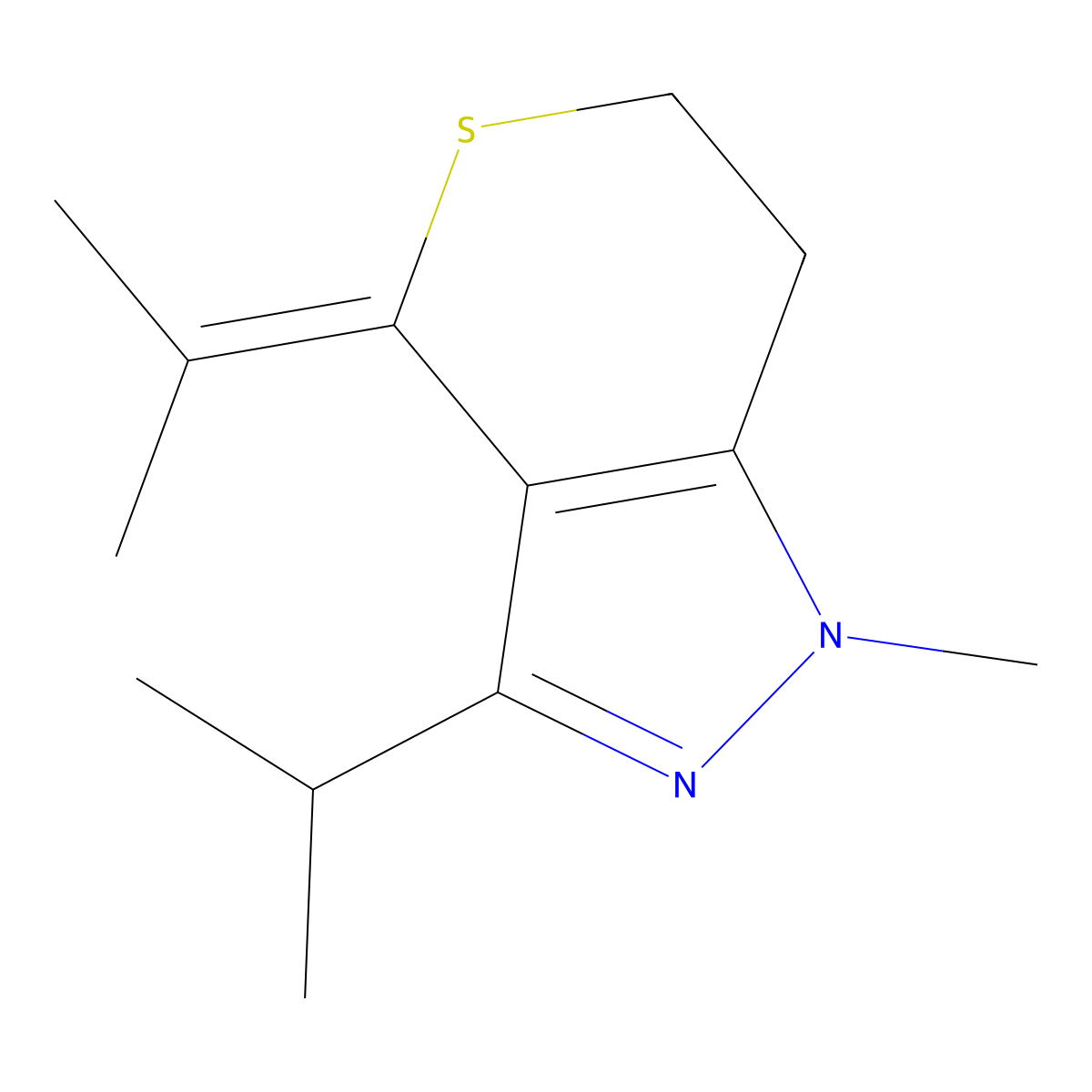 3-Isopropyl-1-methyl-4-(propan-2-ylidene)-1,4,6,7-tetrahydrothiopyrano[4,3-c]pyrazole molecular structure, CAS 1956366-05-4