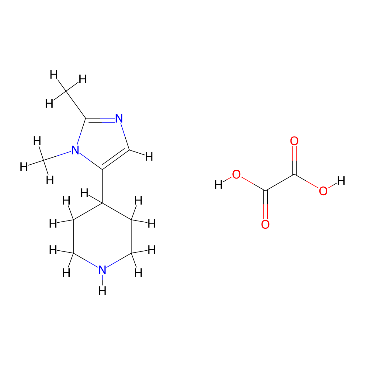 4-(1,2-Dimethyl-1H-imidazol-5-yl)piperidine oxalate molecular structure, CAS 1956366-06-5