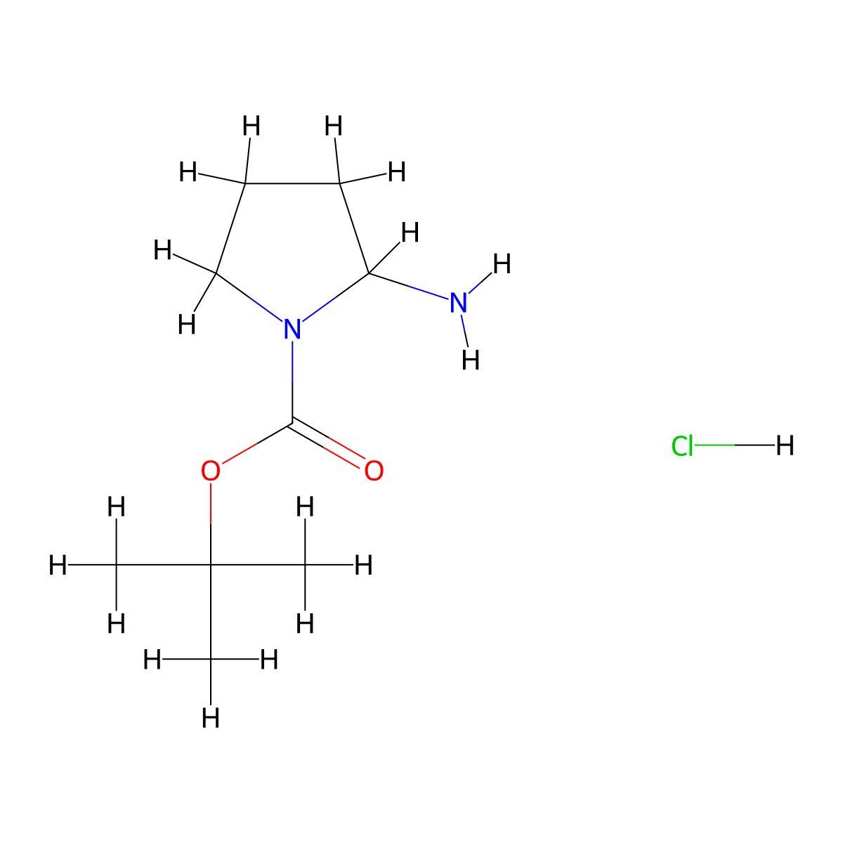 tert-Butyl 2-aminopyrrolidine-1-carboxylate hydrochloride molecular structure, CAS 1956366-26-9