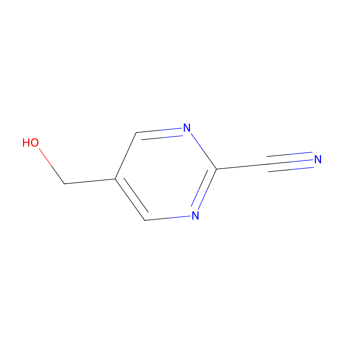 5-(Hydroxymethyl)pyrimidine-2-carbonitrile molecular structure, CAS 1956366-36-1