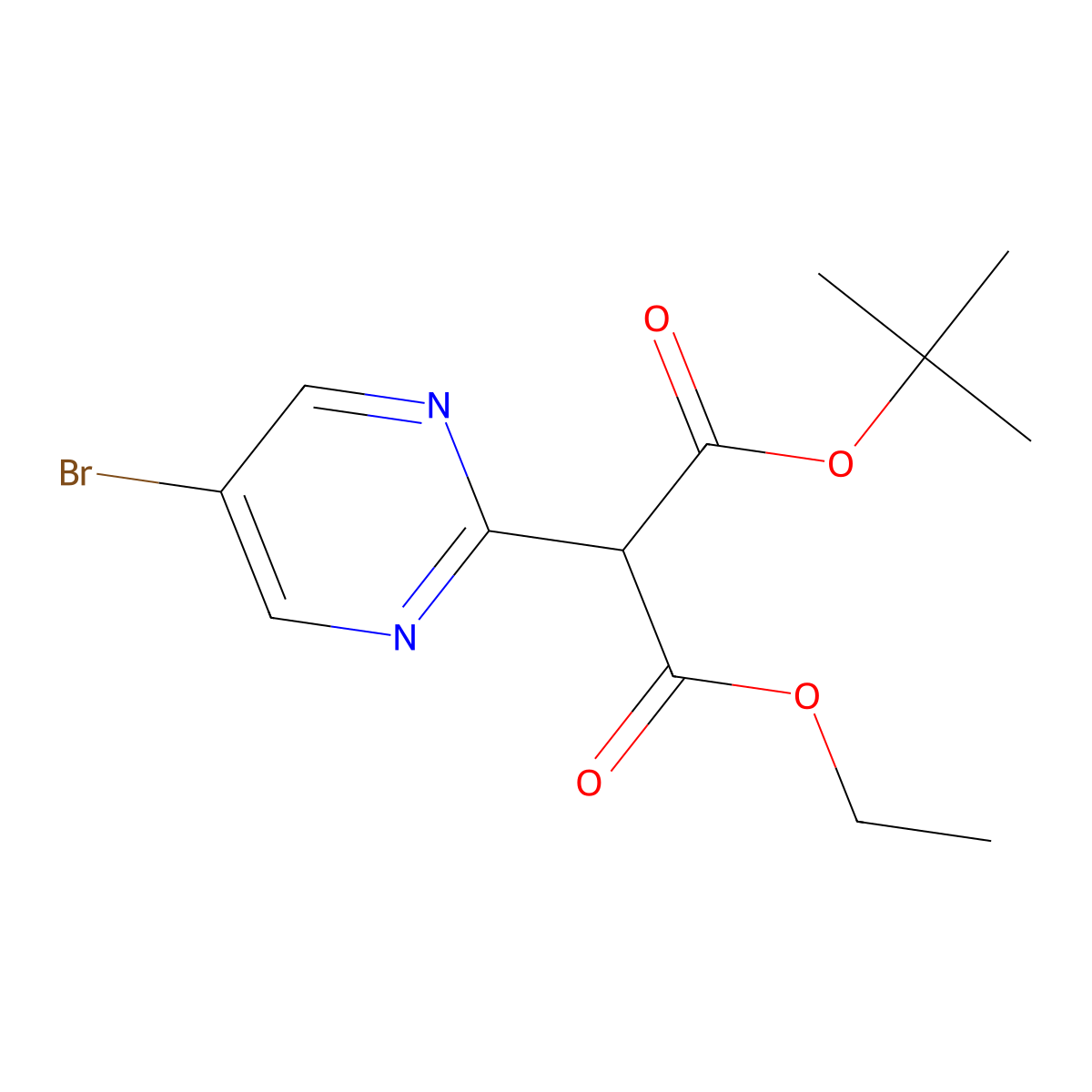 1-tert-Butyl 3-ethyl 2-(5-bromopyrimidin-2-yl)malonate molecular structure, CAS 1956366-57-6