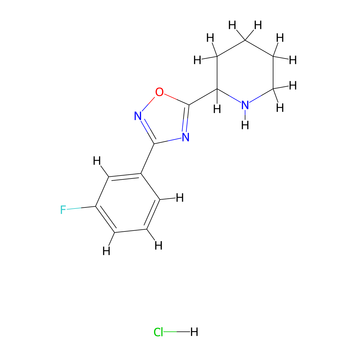3-(3-Fluorophenyl)-5-(piperidin-2-yl)-1,2,4-oxadiazole hydrochloride molecular structure, CAS 1956366-77-0
