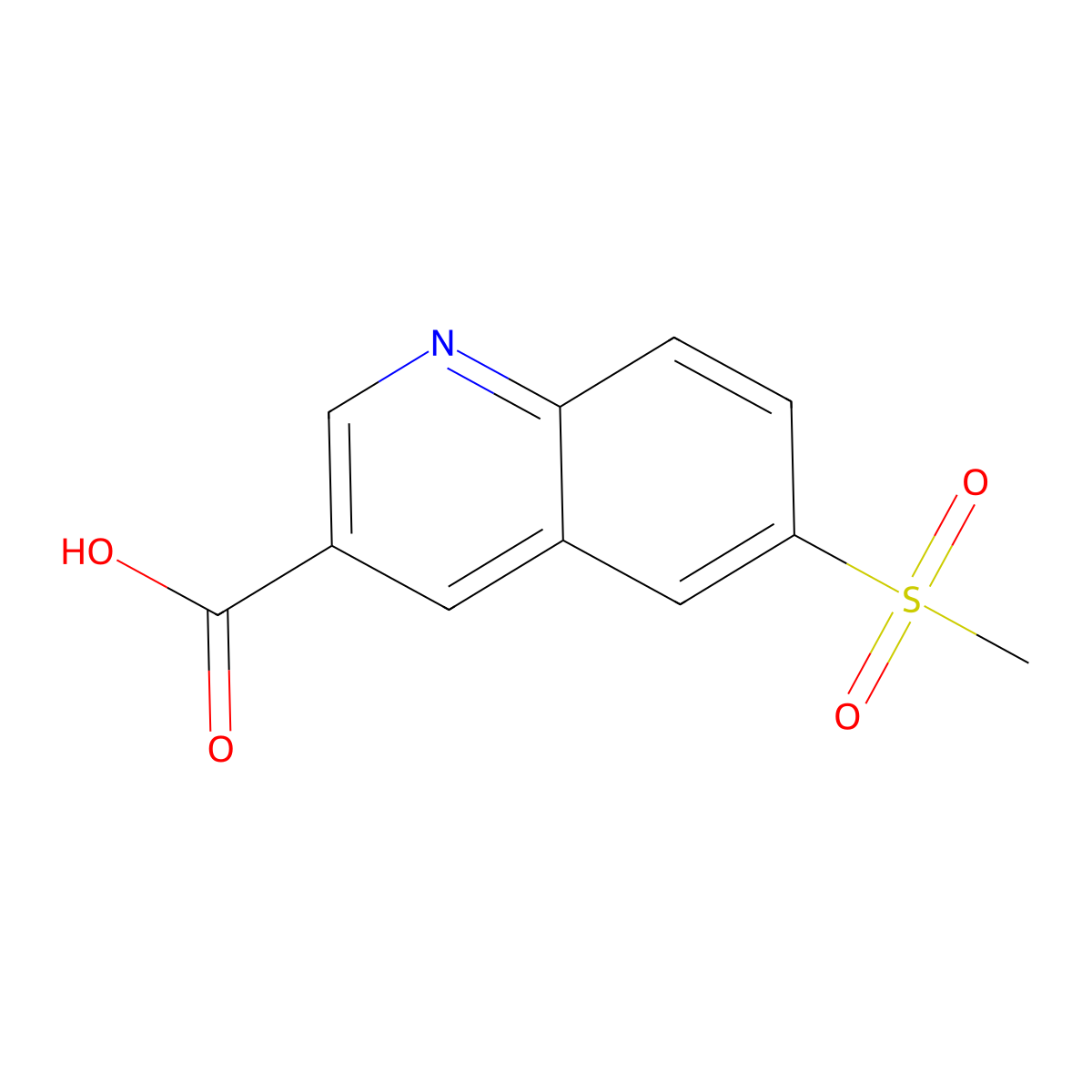 6-(Methylsulfonyl)quinoline-3-carboxylic acid molecular structure, CAS 1956366-84-9