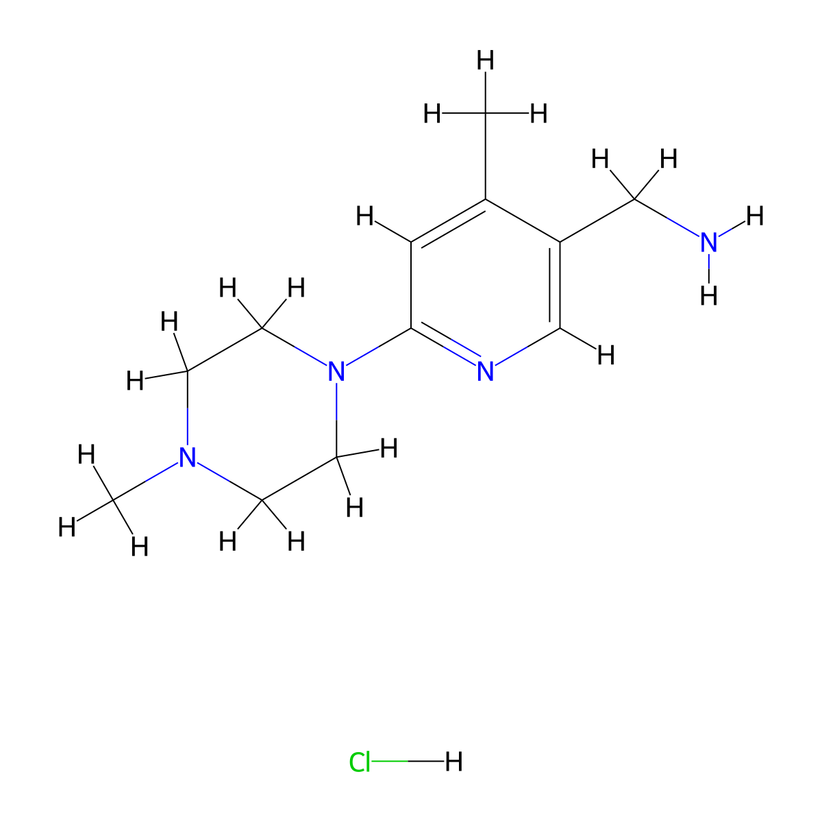 (4-Methyl-6-(4-methylpiperazin-1-yl)pyridin-3-yl)methanamine hydrochloride molecular structure, CAS 1956366-88-3