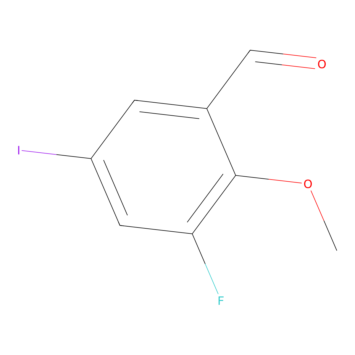 3-Fluoro-5-iodo-2-methoxybenzaldehyde molecular structure, CAS 1956367-03-5