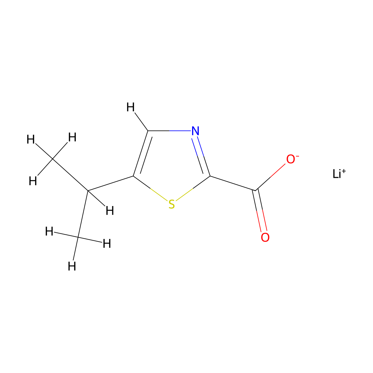 Lithium(1+) ion 5-(propan-2-yl)-1,3-thiazole-2-carboxylate molecular structure, CAS 1956367-36-4