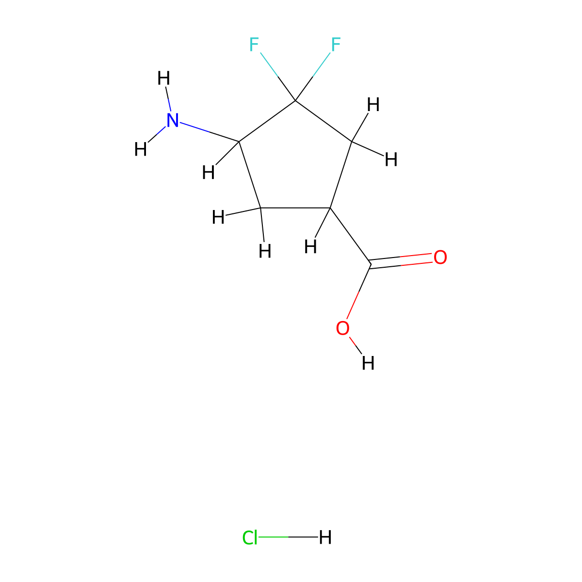 4-Amino-3,3-difluorocyclopentanecarboxylic acid hydrochloride molecular structure, CAS 1956367-53-5