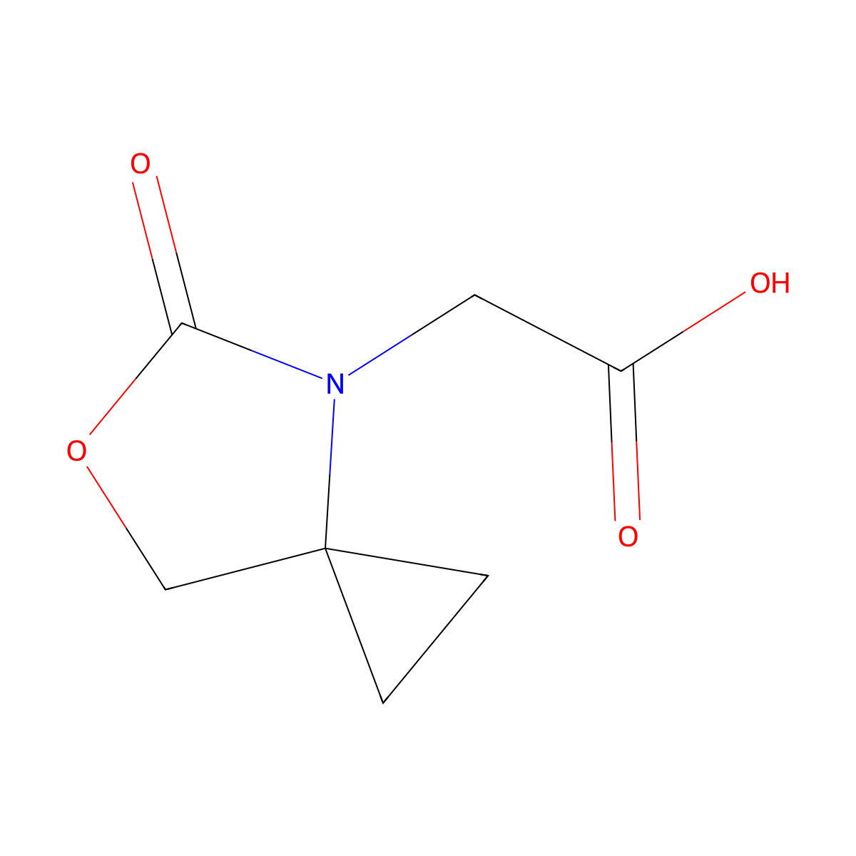 2-(5-Oxo-6-oxa-4-azaspiro[2.4]heptan-4-yl)acetic acid molecular structure, CAS 1956369-03-1
