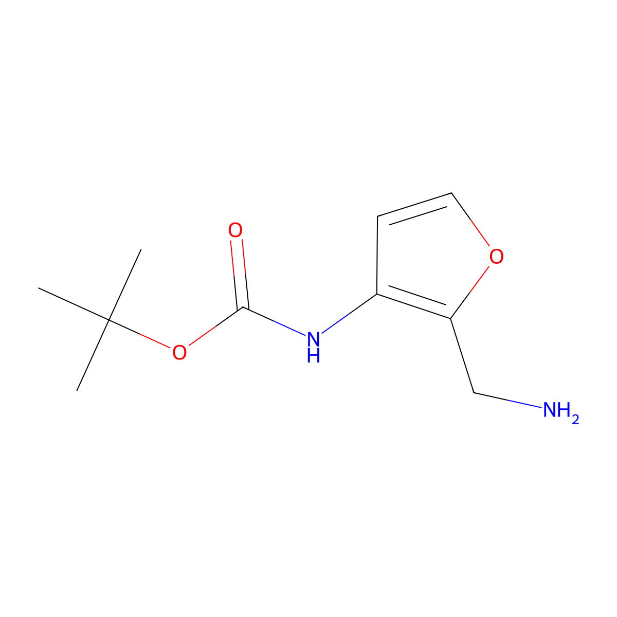 tert-Butyl (2-(aminomethyl)furan-3-yl)carbamate molecular structure, CAS 1956369-06-4