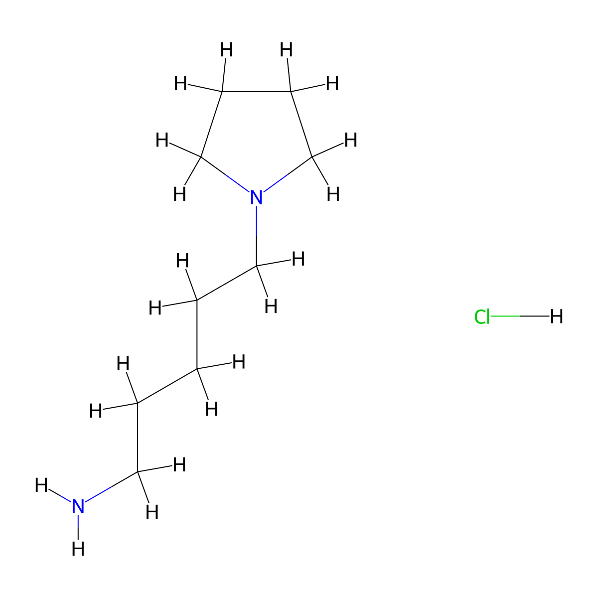 5-(Pyrrolidin-1-yl)pentan-1-amine hydrochloride molecular structure, CAS 1956369-09-7