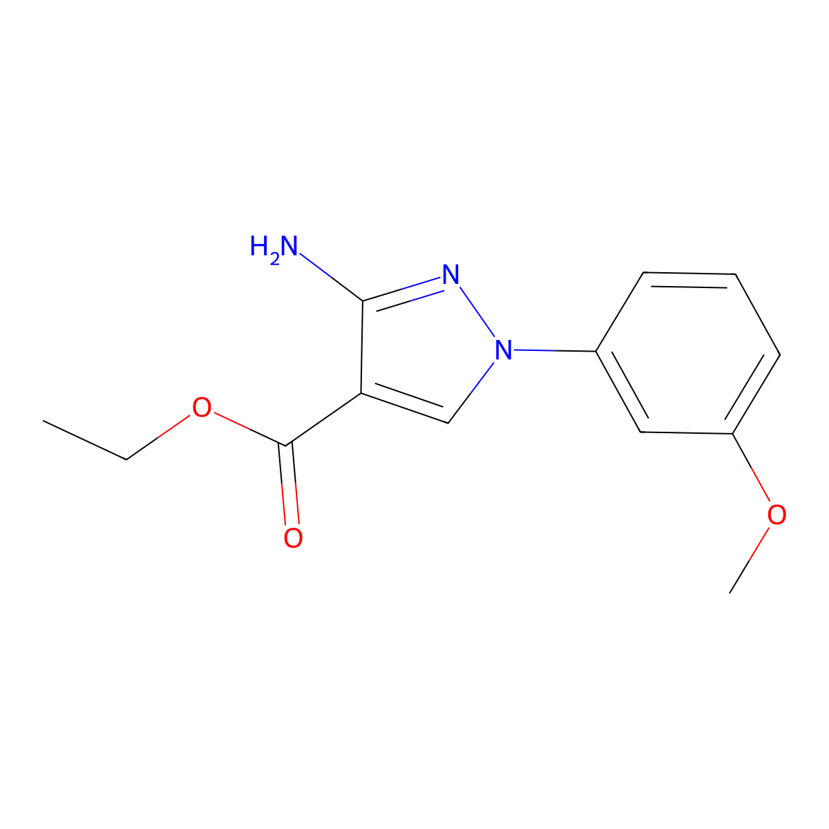 Ethyl 3-amino-1-(3-methoxyphenyl)-1H-pyrazole-4-carboxylate molecular structure, CAS 1956369-24-6