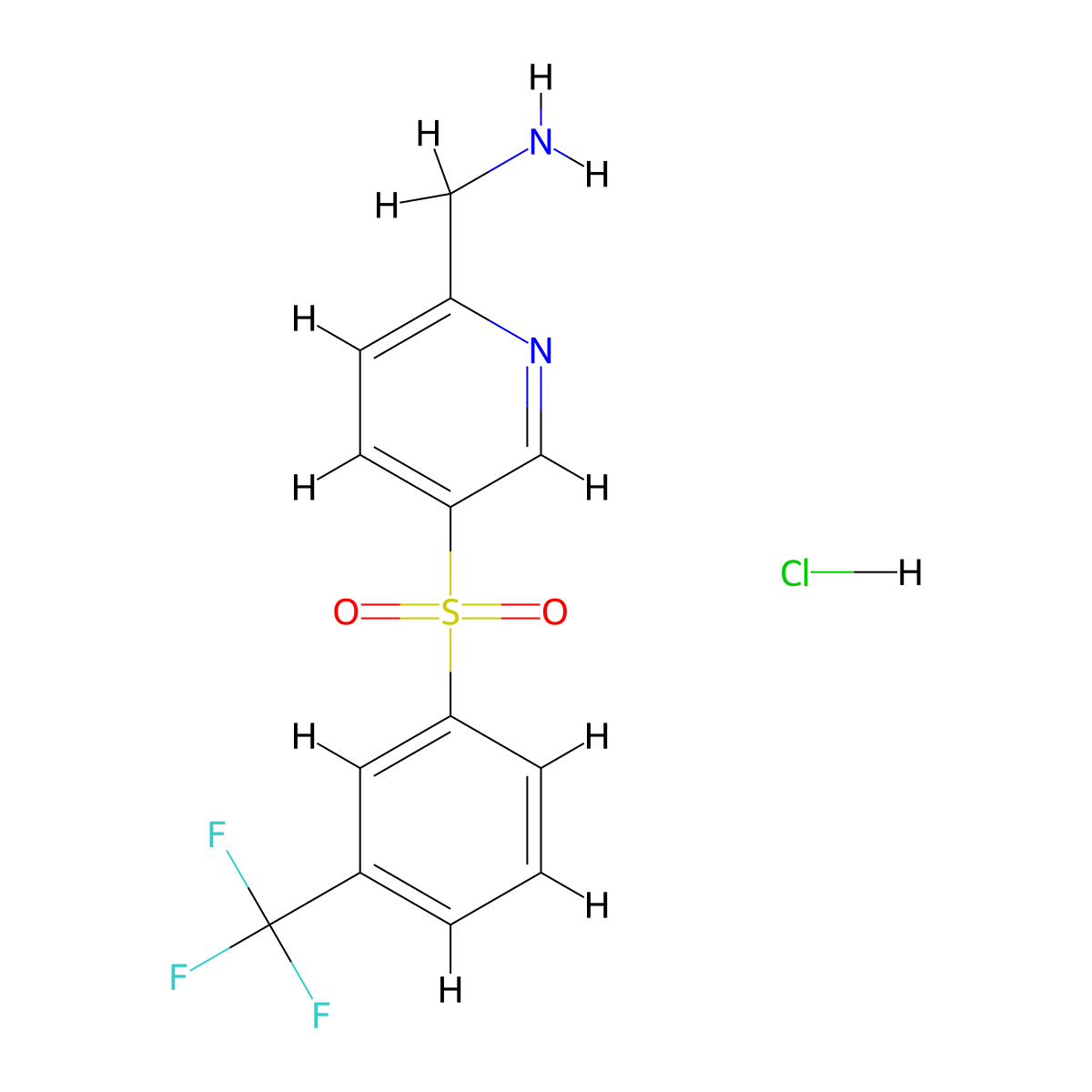 (5-((3-(Trifluoromethyl)phenyl)sulfonyl)pyridin-2-yl)methanamine hydrochloride molecular structure, CAS 1956370-08-3