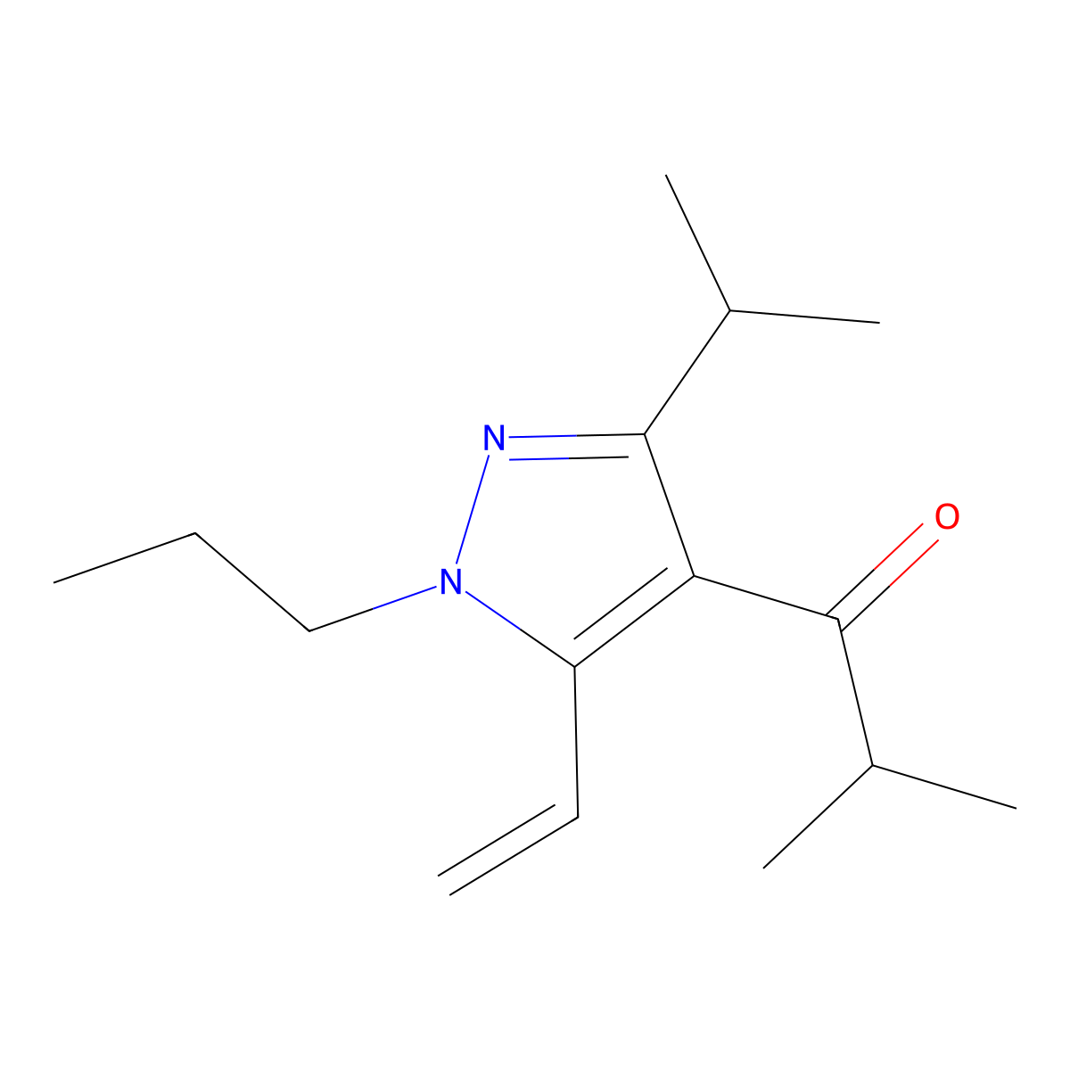 1-(3-Isopropyl-1-propyl-5-vinyl-1H-pyrazol-4-yl)-2-methylpropan-1-one molecular structure, CAS 1956370-11-8