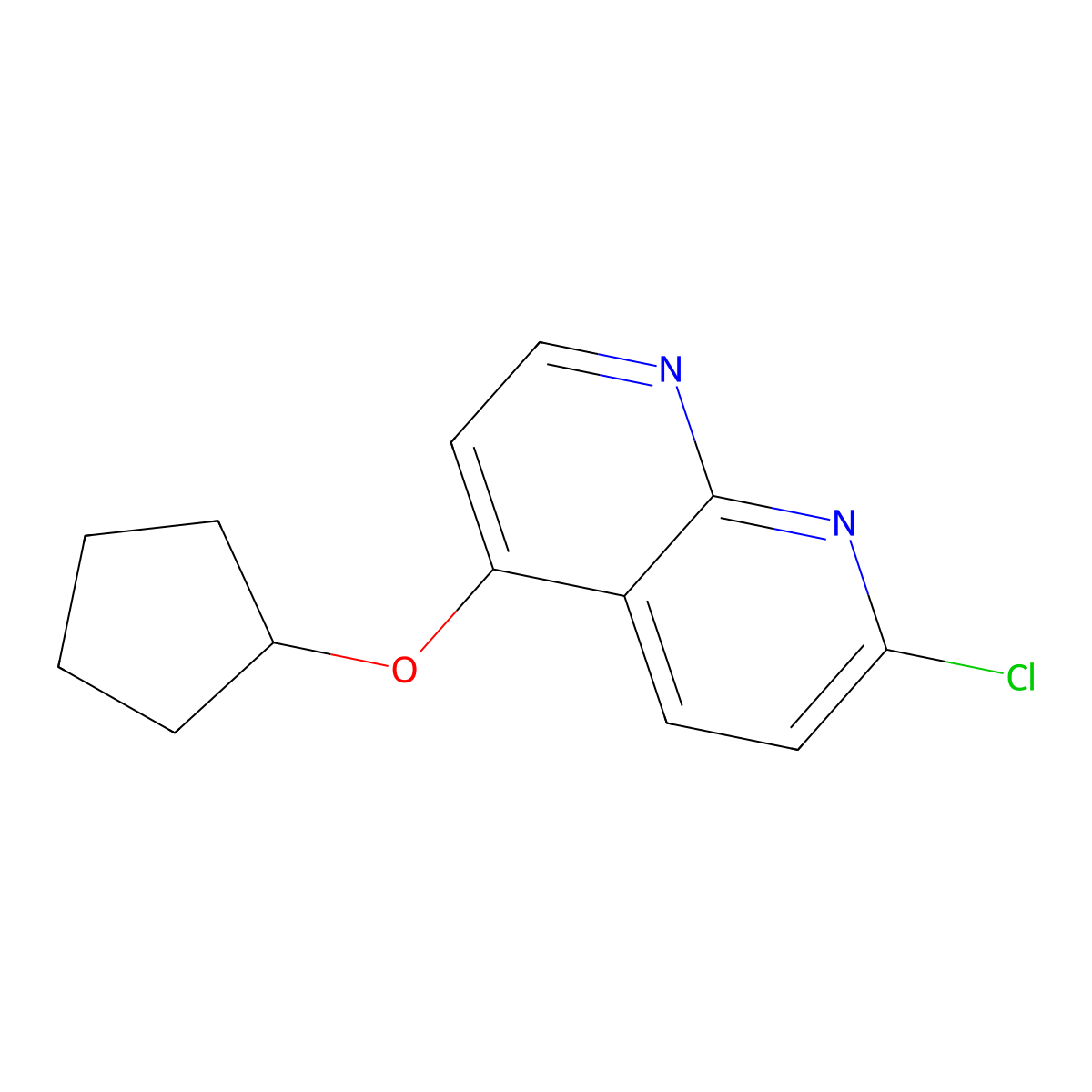 2-Chloro-5-(cyclopentyloxy)-1,8-naphthyridine molecular structure, CAS 1956370-31-2