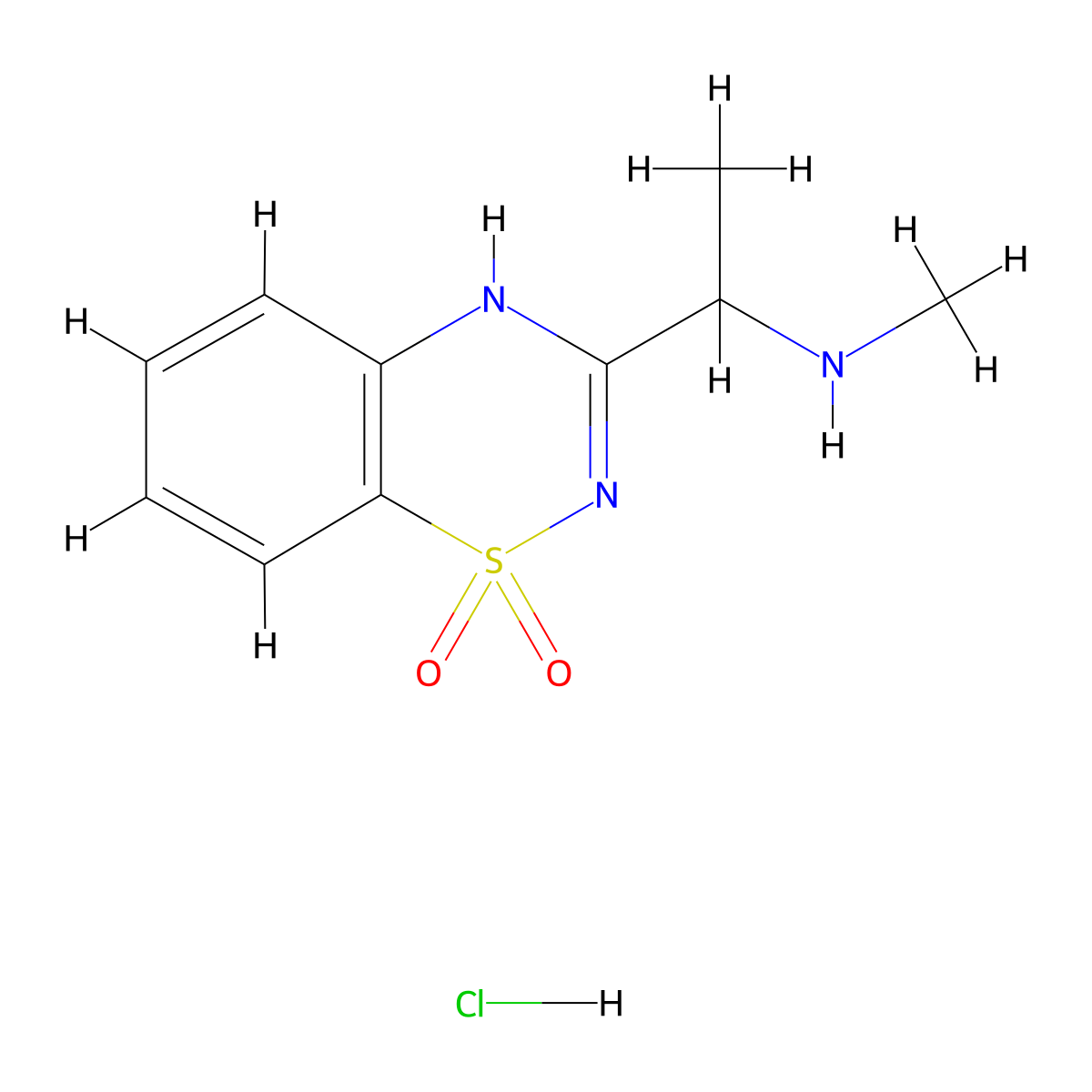 3-(1-(Methylamino)ethyl)-4H-benzo[e][1,2,4]thiadiazine 1,1-dioxide hydrochloride molecular structure, CAS 1956370-35-6