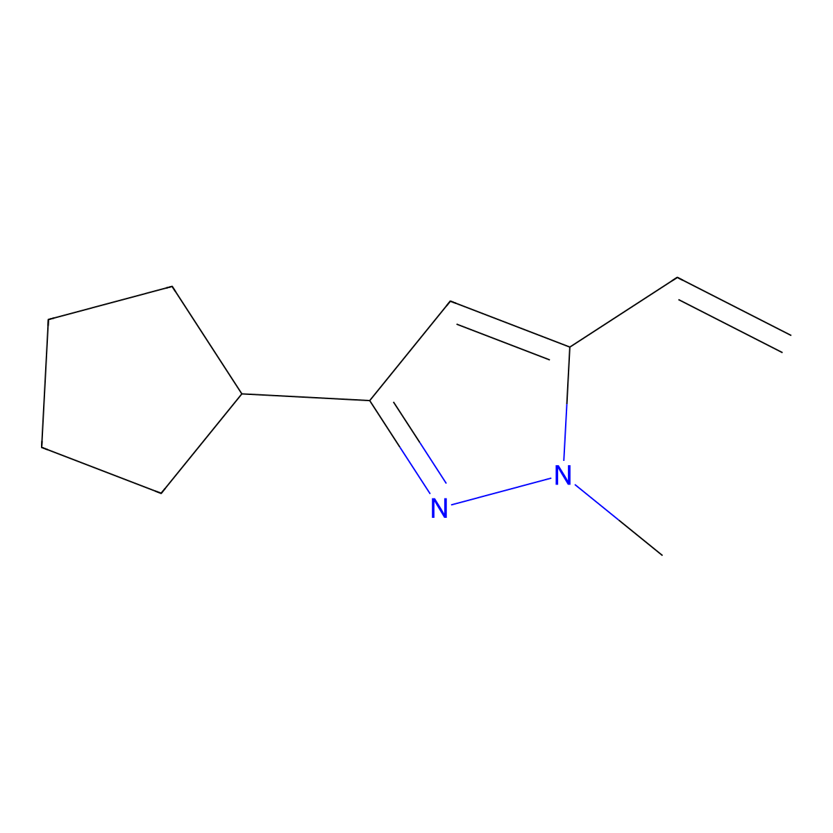 3-Cyclopentyl-1-methyl-5-vinyl-1H-pyrazole molecular structure, CAS 1956370-43-6