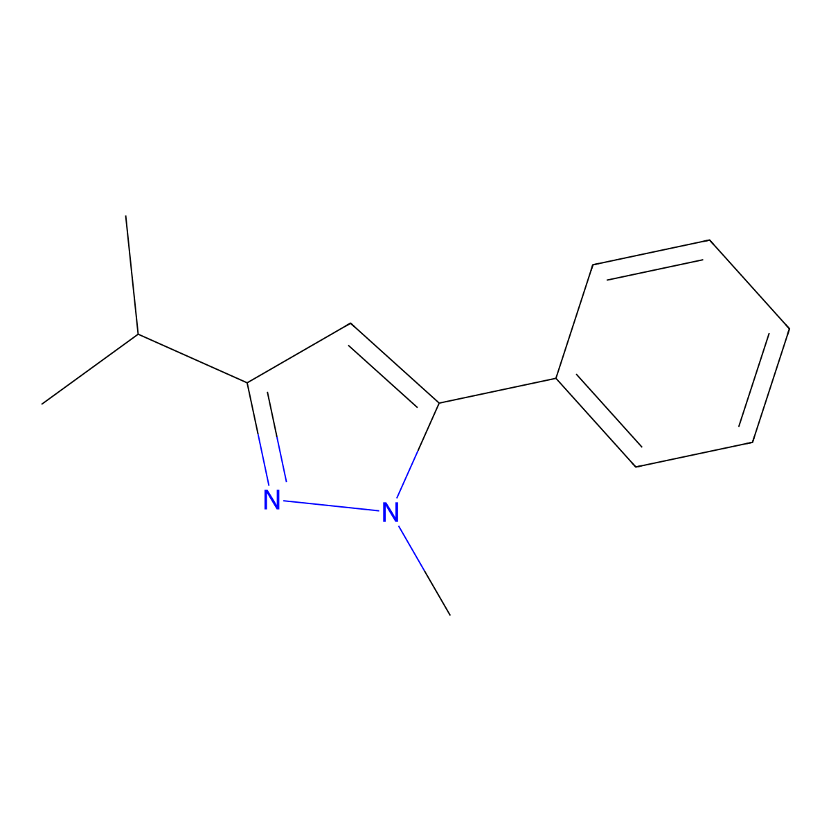 3-Isopropyl-1-methyl-5-phenyl-1H-pyrazole molecular structure, CAS 1956370-47-0