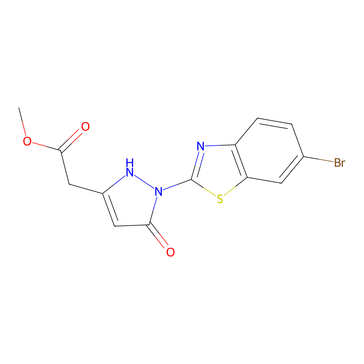 Methyl 2-(1-(6-bromobenzo[d]thiazol-2-yl)-5-hydroxy-1H-pyrazol-3-yl)acetate molecular structure, CAS 1956370-70-9