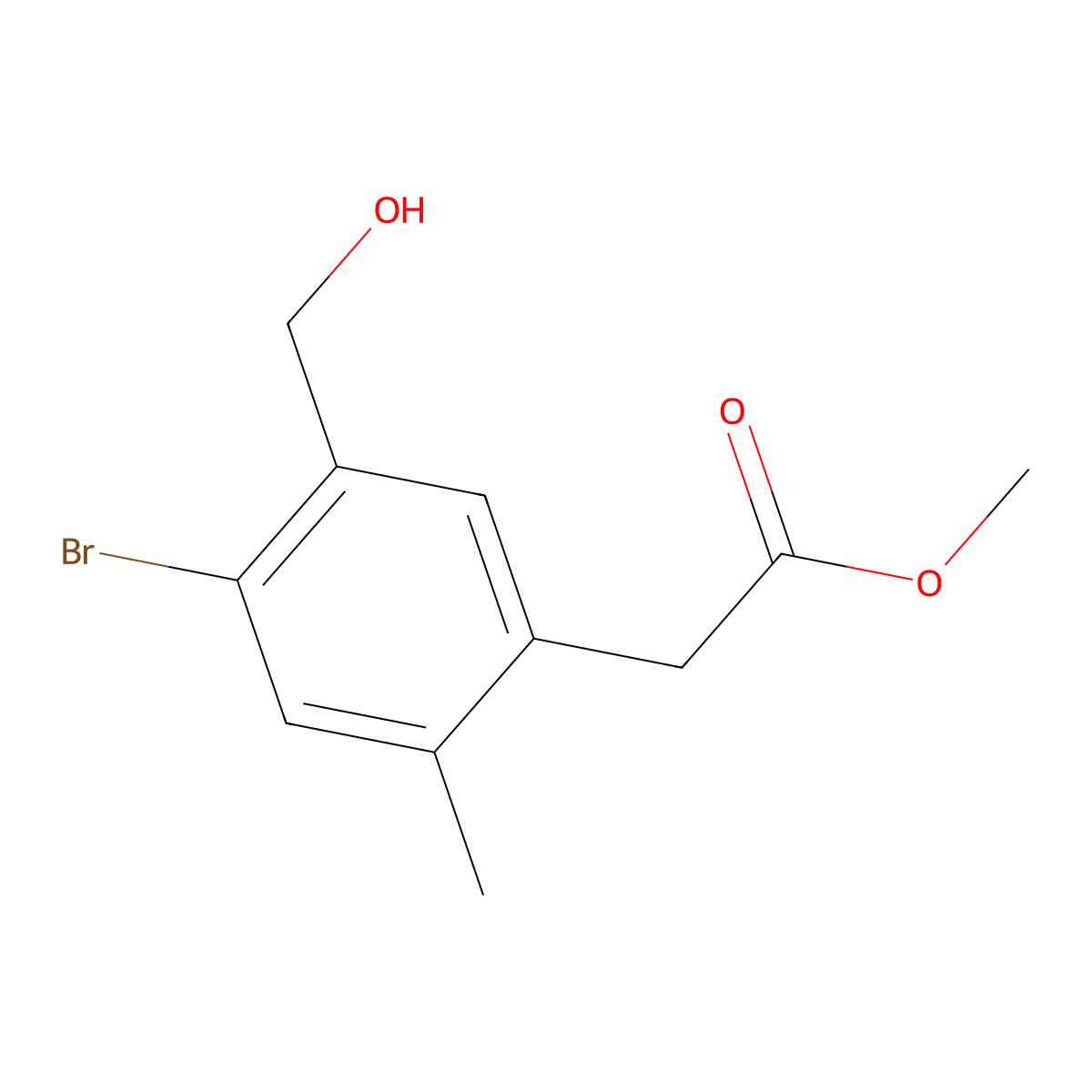 Methyl 2-(4-bromo-5-(hydroxymethyl)-2-methylphenyl)acetate molecular structure, CAS 1956370-75-4