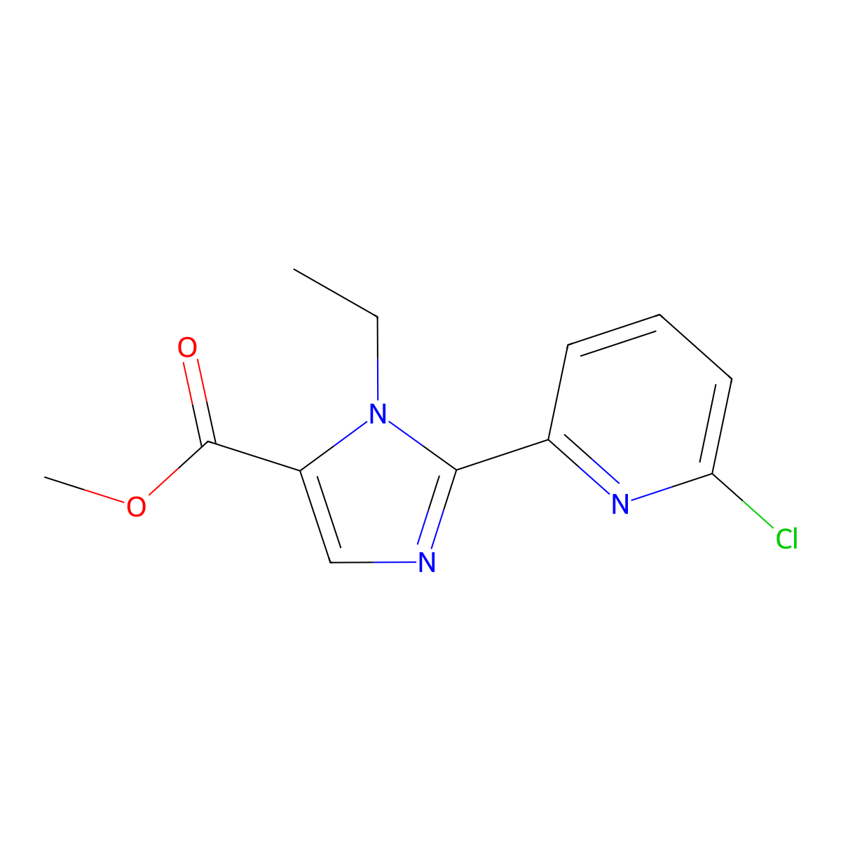 Methyl 2-(6-chloropyridin-2-yl)-1-ethyl-1H-imidazole-5-carboxylate molecular structure, CAS 1956370-77-6