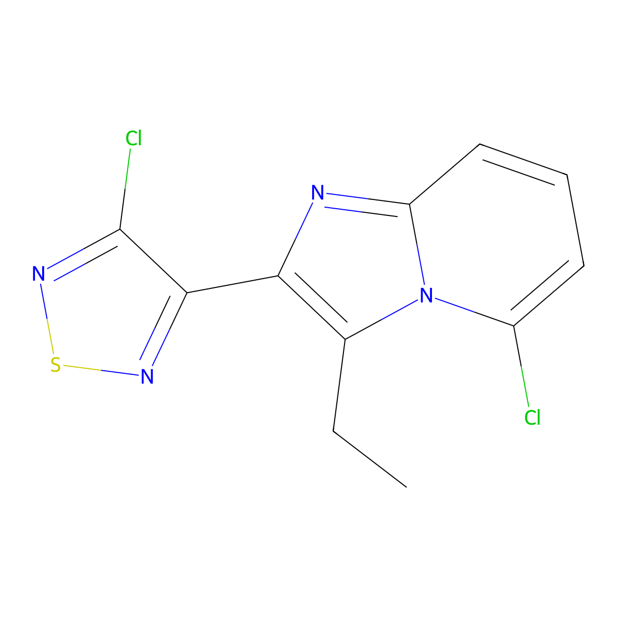 3-Chloro-4-(5-chloro-3-ethylimidazo[1,2-a]pyridin-2-yl)-1,2,5-thiadiazole molecular structure, CAS 1956370-94-7