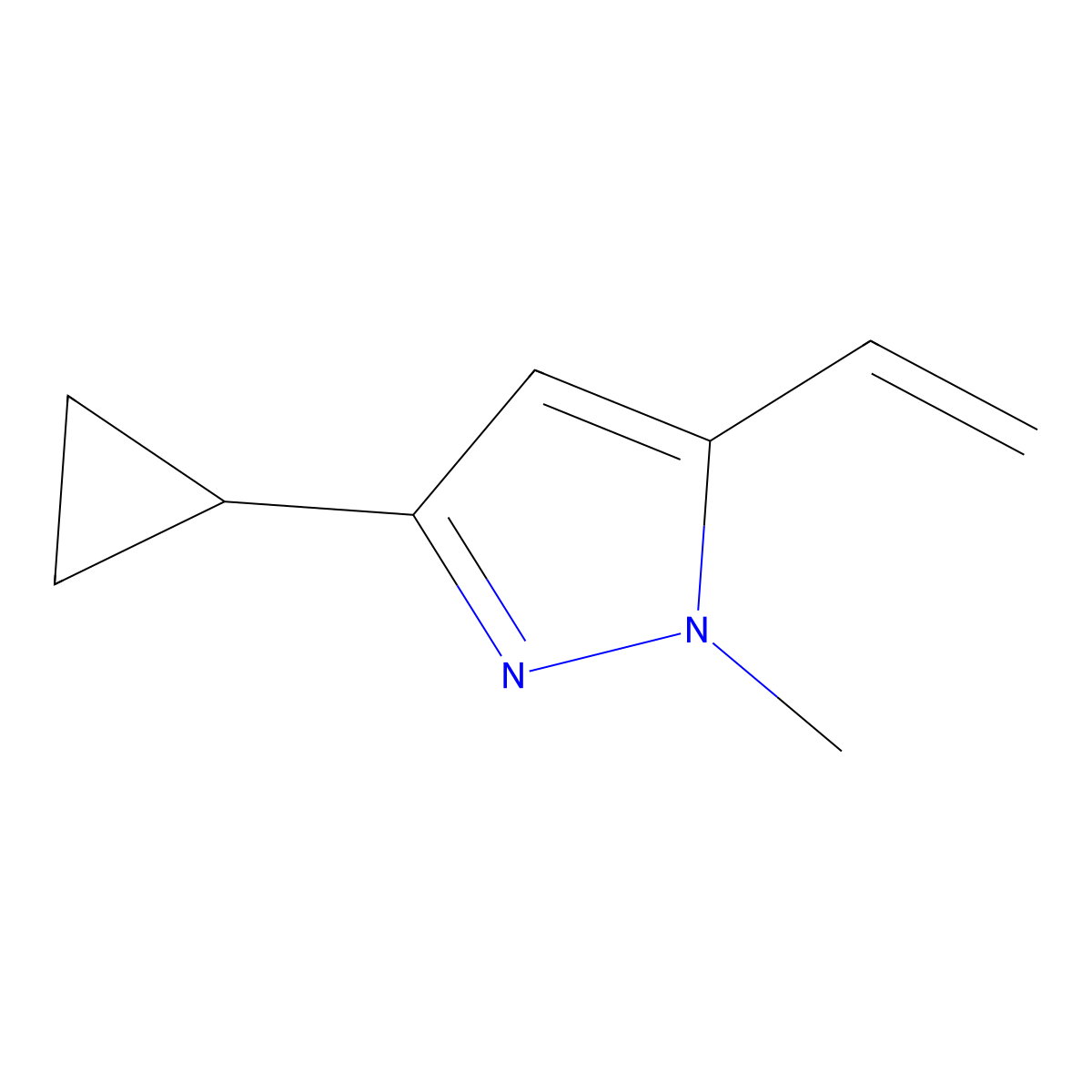 3-Cyclopropyl-1-methyl-5-vinyl-1H-pyrazole molecular structure, CAS 1956370-98-1
