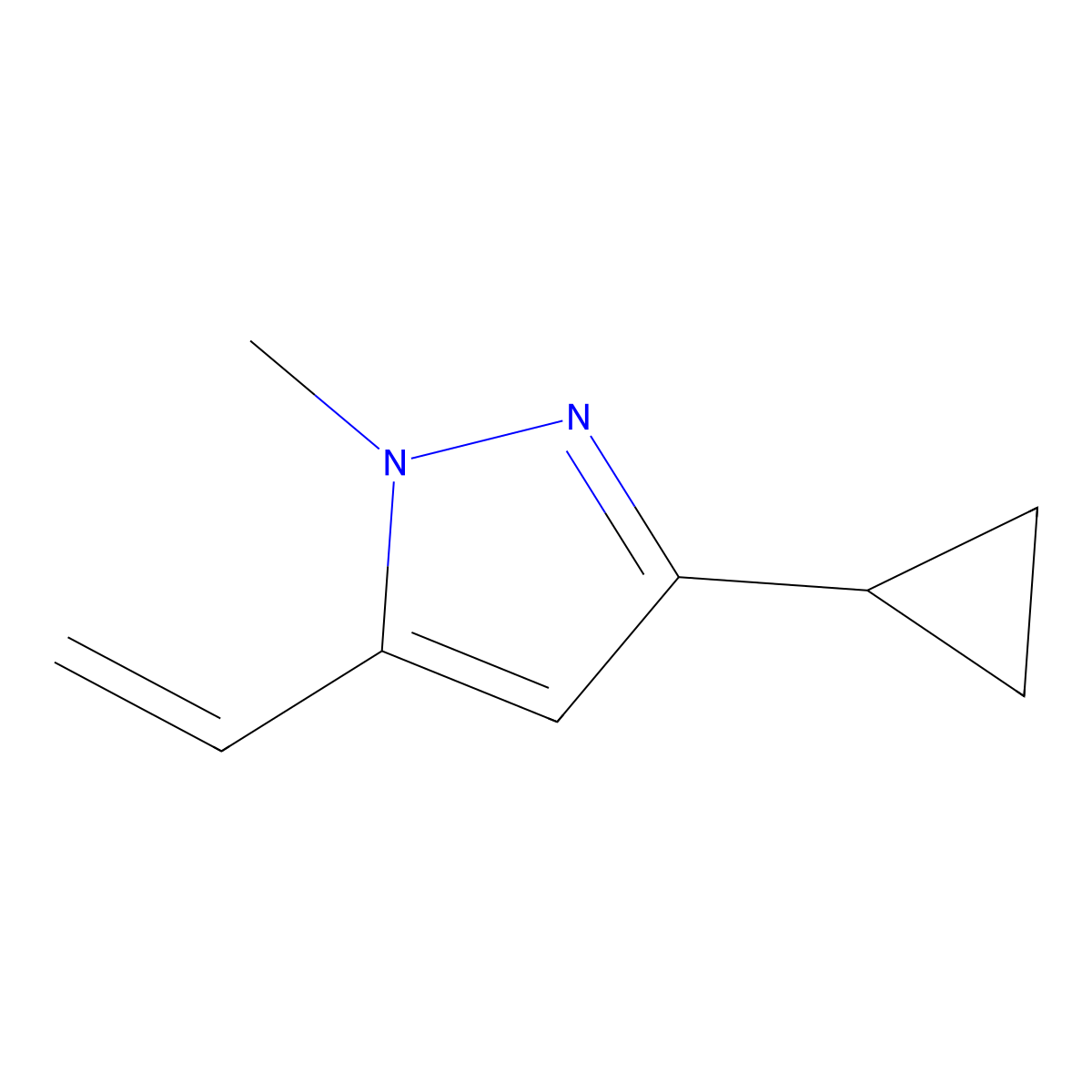 3-Cyclopropyl-1-methyl-5-vinyl-1H-pyrazole molecular structure, CAS 1956370-98-1