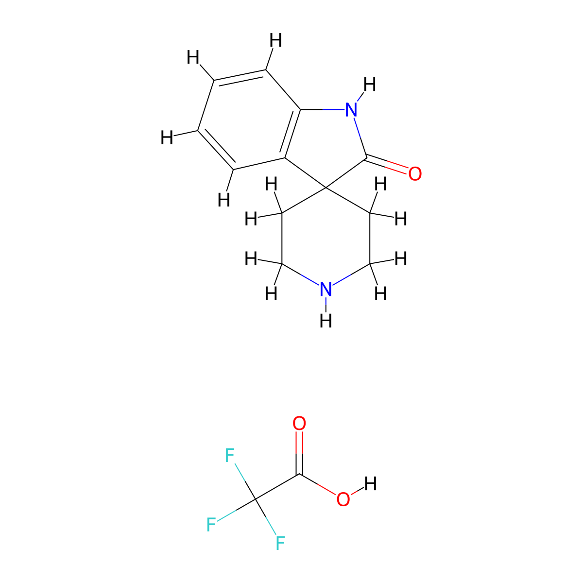 1,2-Dihydrospiro[indole-3,4'-piperidine]-2-one; trifluoroacetic acid molecular structure, CAS 1956371-16-6