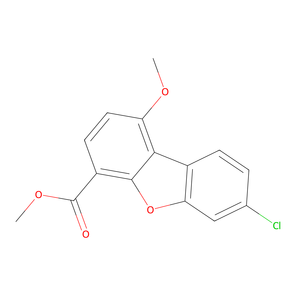 Methyl 7-chloro-1-methoxydibenzo[b,d]furan-4-carboxylate molecular structure, CAS 1956371-50-8