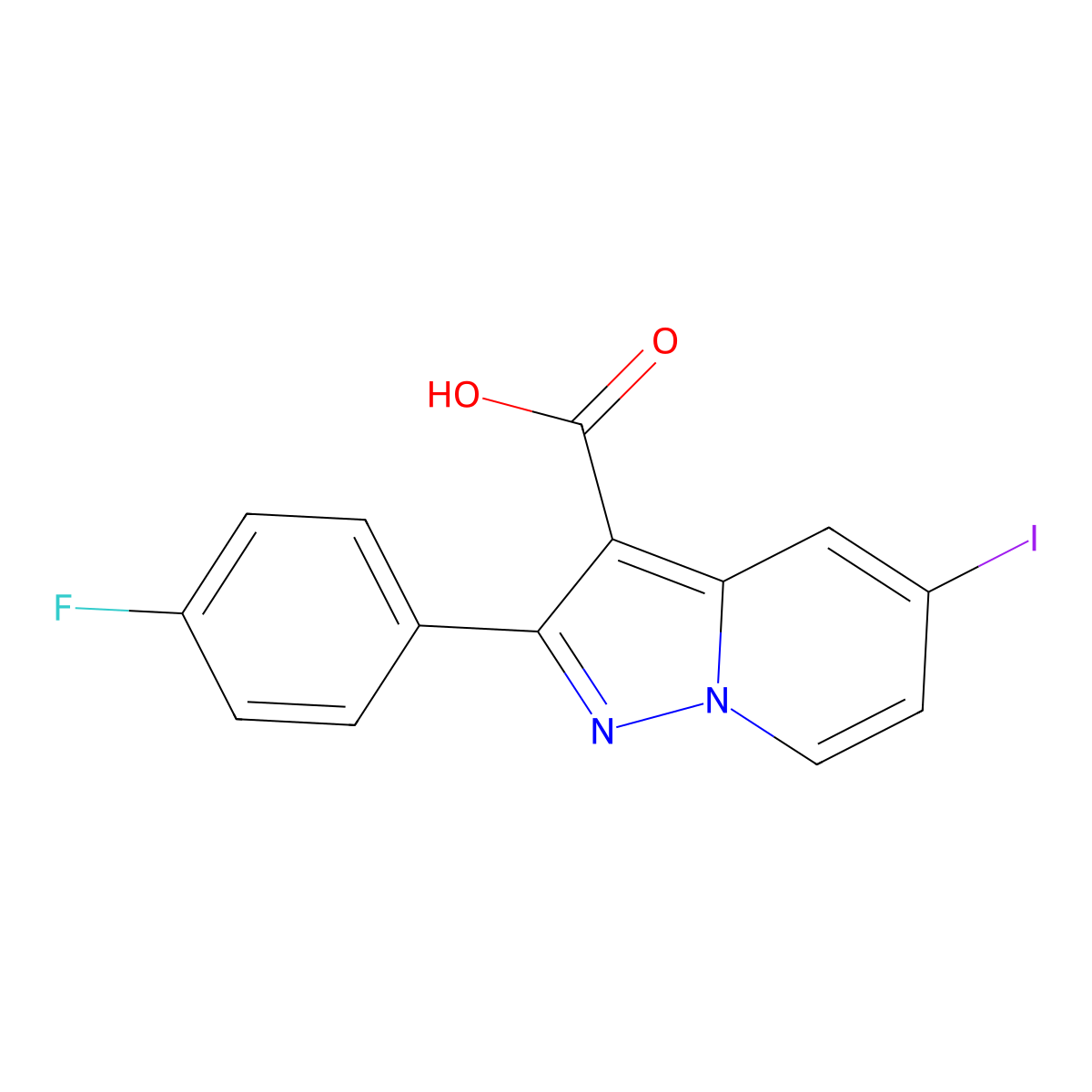 2-(4-Fluorophenyl)-5-iodopyrazolo[1,5-A]pyridine-3-carboxylic acid molecular structure, CAS 1956371-52-0