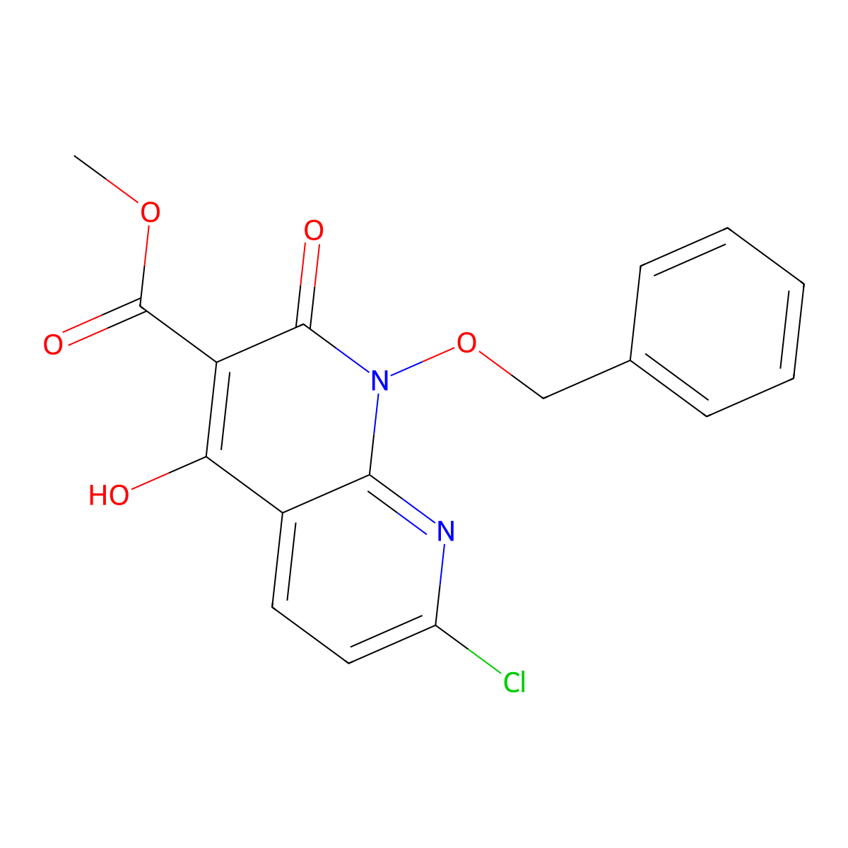 Methyl 1-(benzyloxy)-7-chloro-4-hydroxy-2-oxo-1,2-dihydro-1,8-naphthyridine-3-carboxylate molecular structure, CAS 1956371-75-7