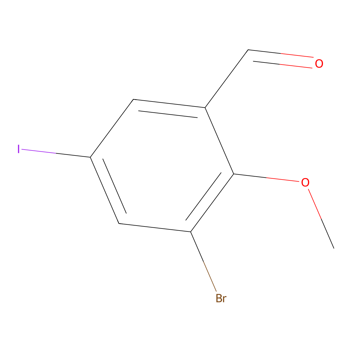 3-Bromo-5-iodo-2-methoxybenzaldehyde molecular structure, CAS 1956372-13-6