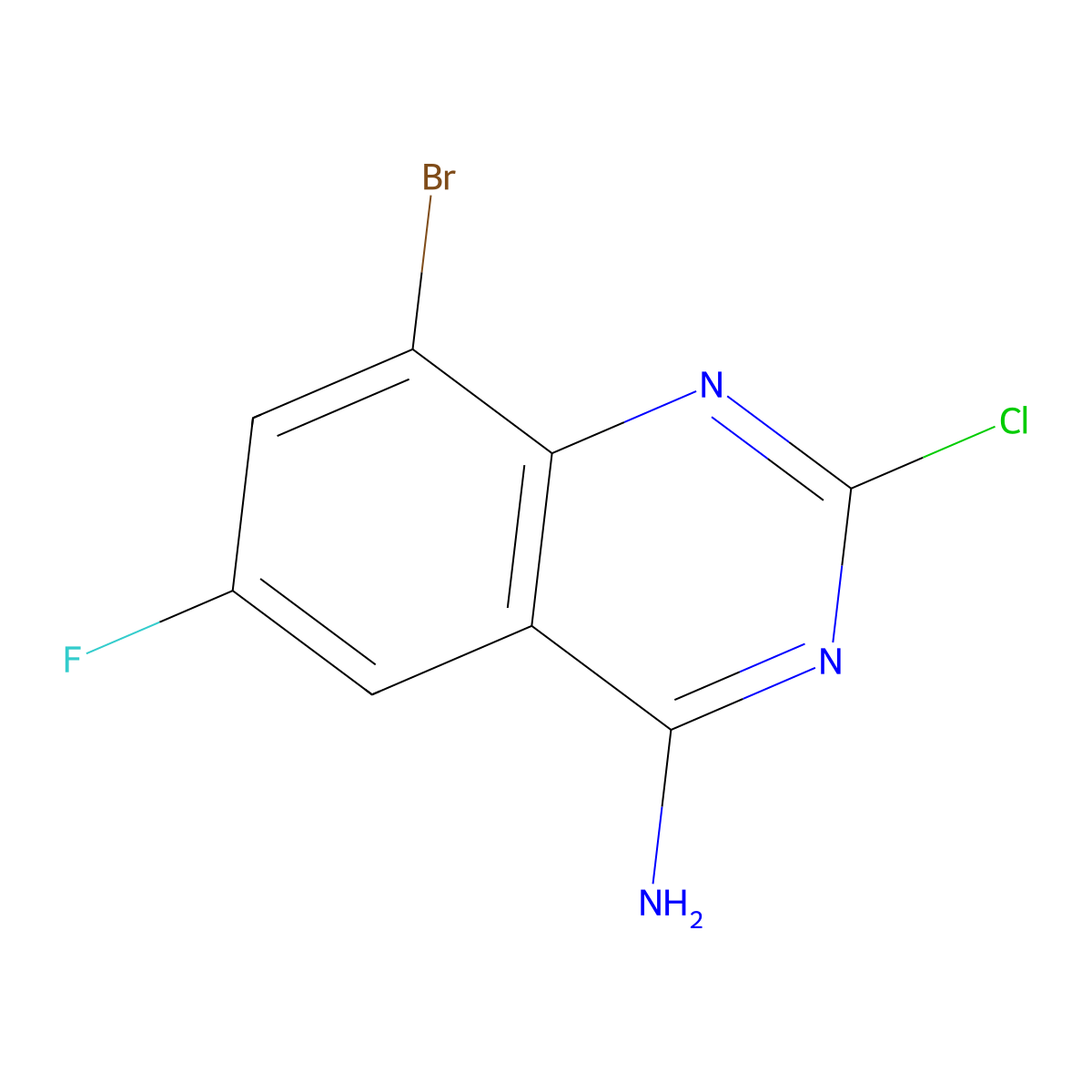 8-Bromo-2-chloro-6-fluoroquinazolin-4-amine molecular structure, CAS 1956374-69-8