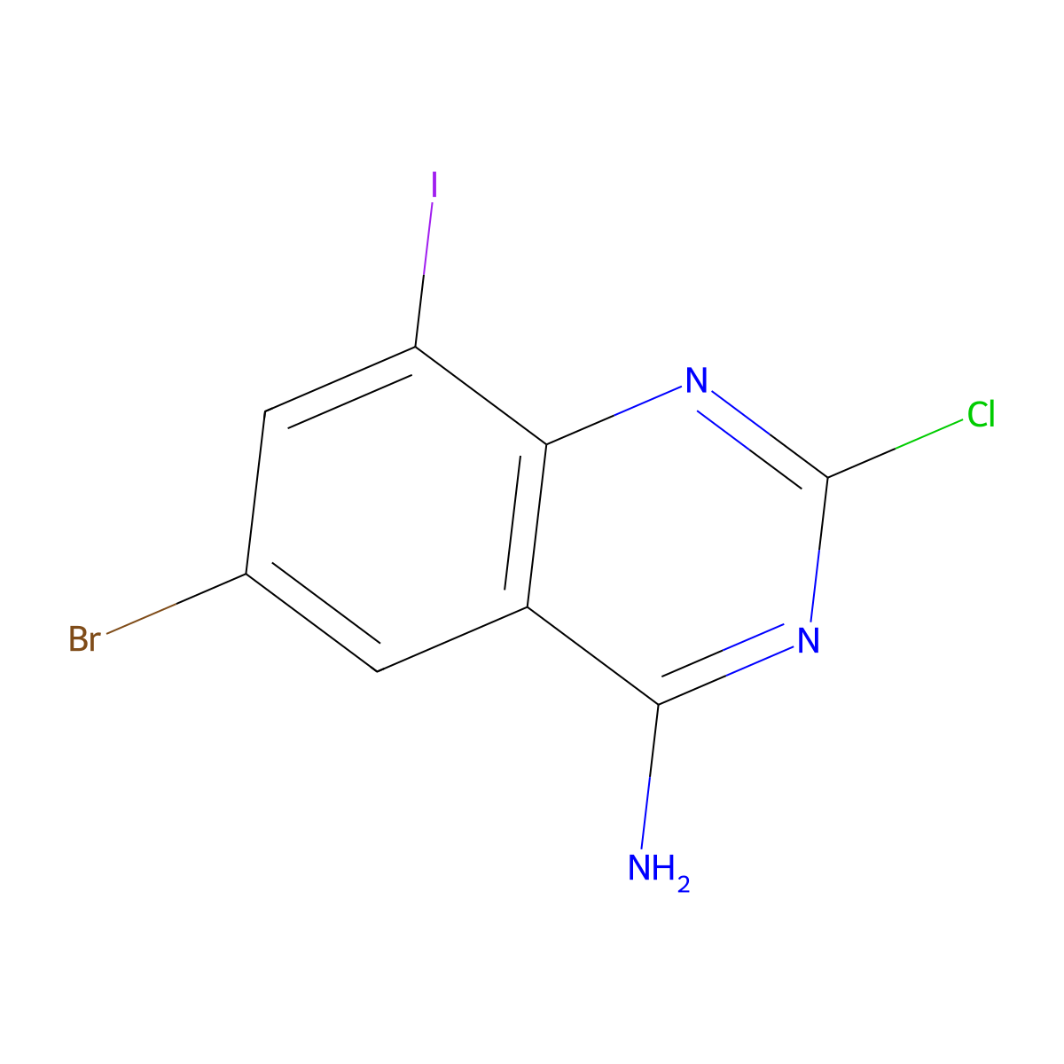 6-Bromo-2-chloro-8-iodoquinazolin-4-amine molecular structure, CAS 1956374-84-7