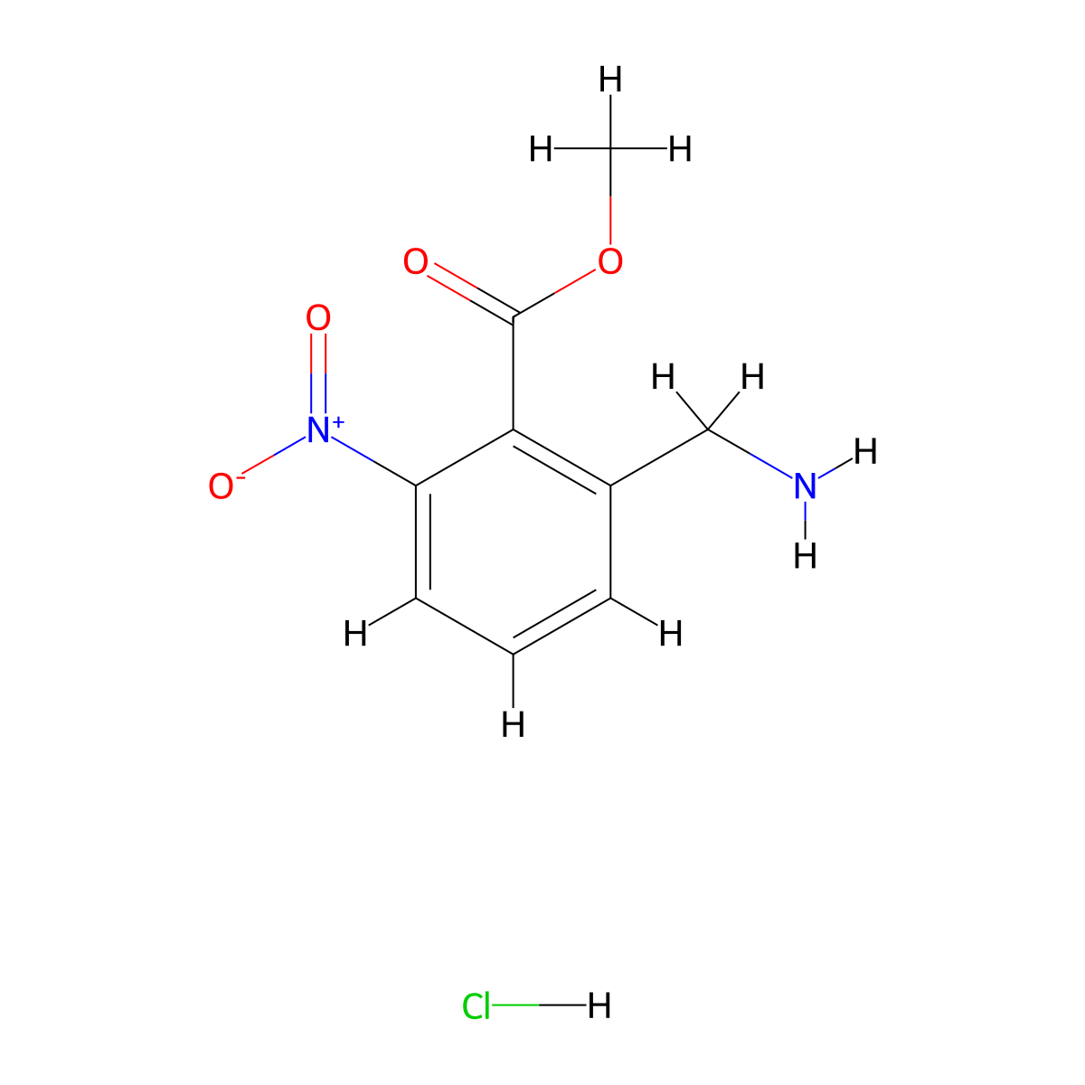 Methyl 2-(aminomethyl)-6-nitrobenzoate hydrochloride molecular structure, CAS 1956375-98-6