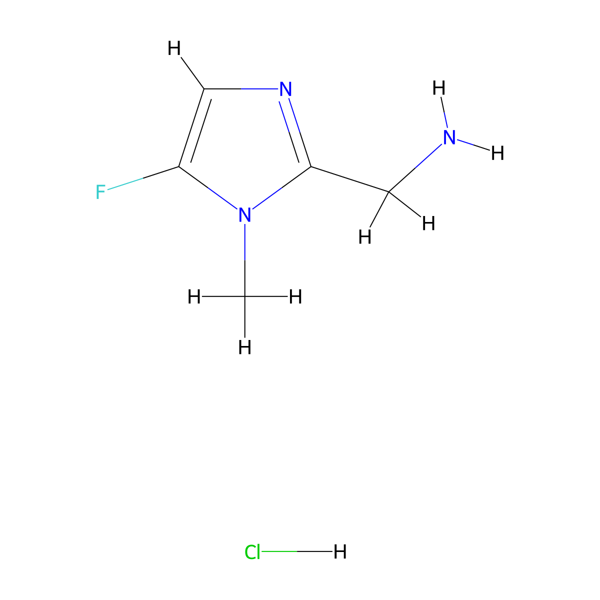 (5-Fluoro-1-methyl-1H-imidazol-2-yl)methanamine hydrochloride molecular structure, CAS 1956376-06-9