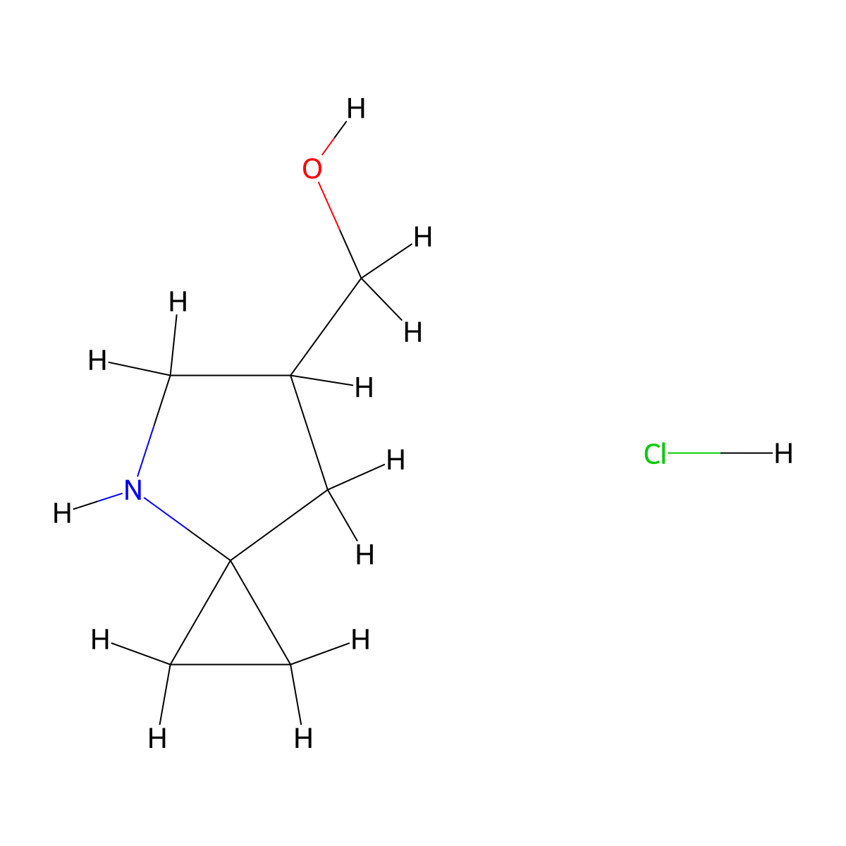 4-Azaspiro[2.4]heptan-6-ylmethanol hydrochloride molecular structure, CAS 1956376-50-3