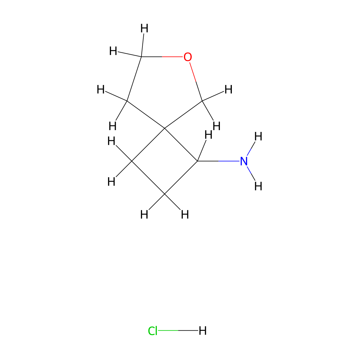 6-Oxaspiro[3.4]octan-1-amine hydrochloride molecular structure, CAS 1956376-51-4