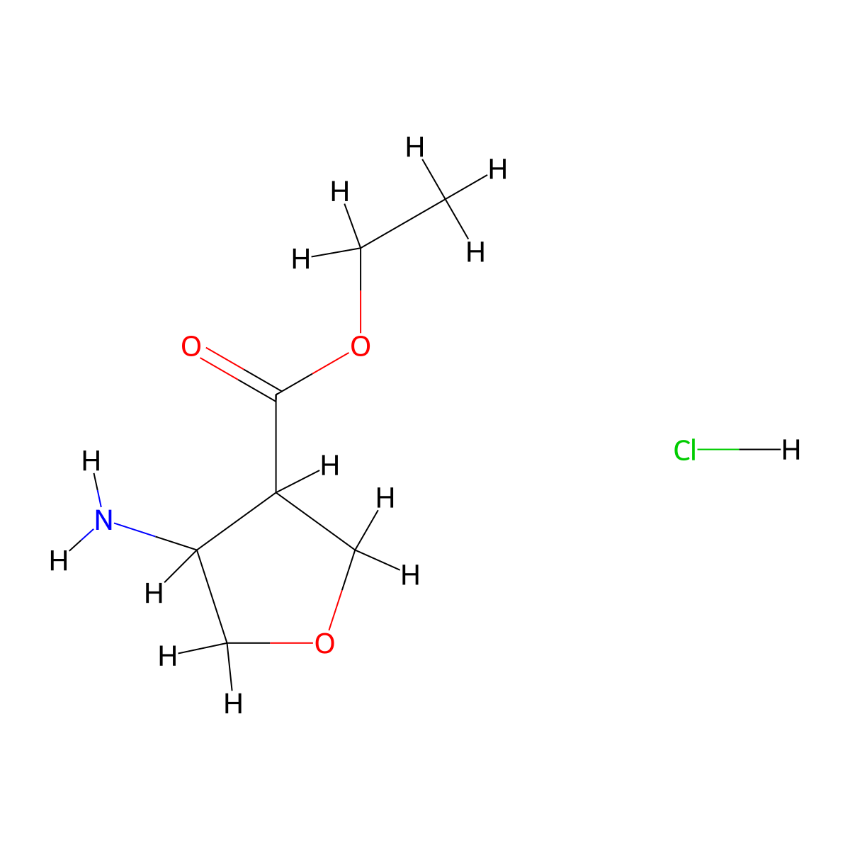 Ethyl 4-aminotetrahydrofuran-3-carboxylate hydrochloride molecular structure, CAS 1956376-72-9