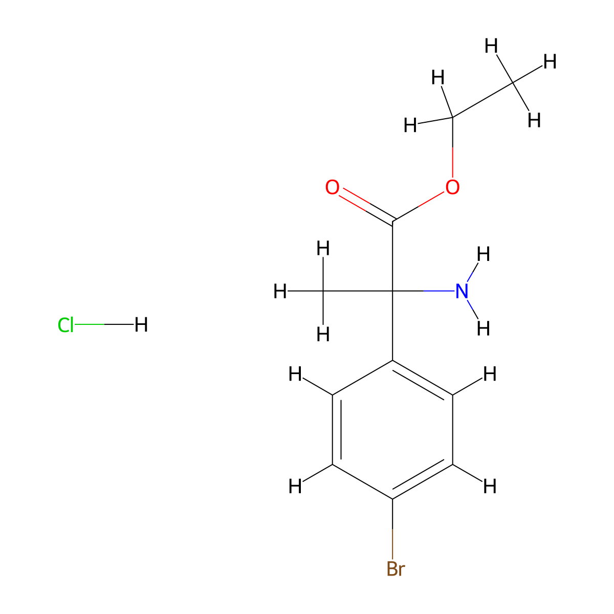 Ethyl 2-amino-2-(4-bromophenyl)propanoate hydrochloride molecular structure, CAS 1956376-98-9