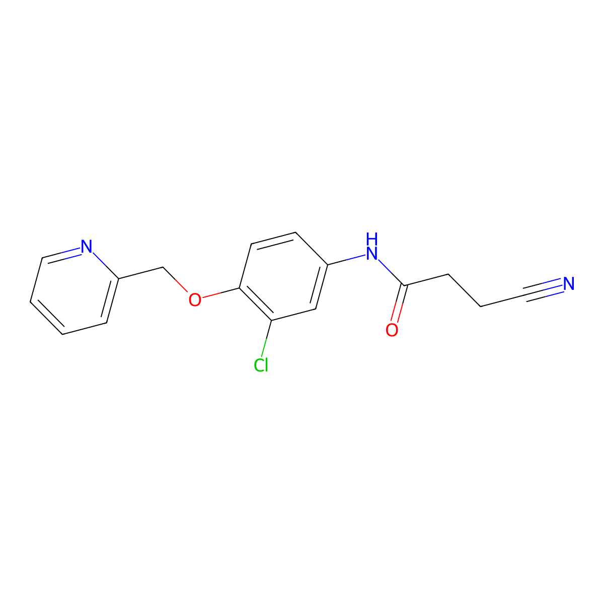 N-(3-Chloro-4-(pyridin-2-ylmethoxy)phenyl)-3-cyanopropanamide molecular structure, CAS 1956377-33-5