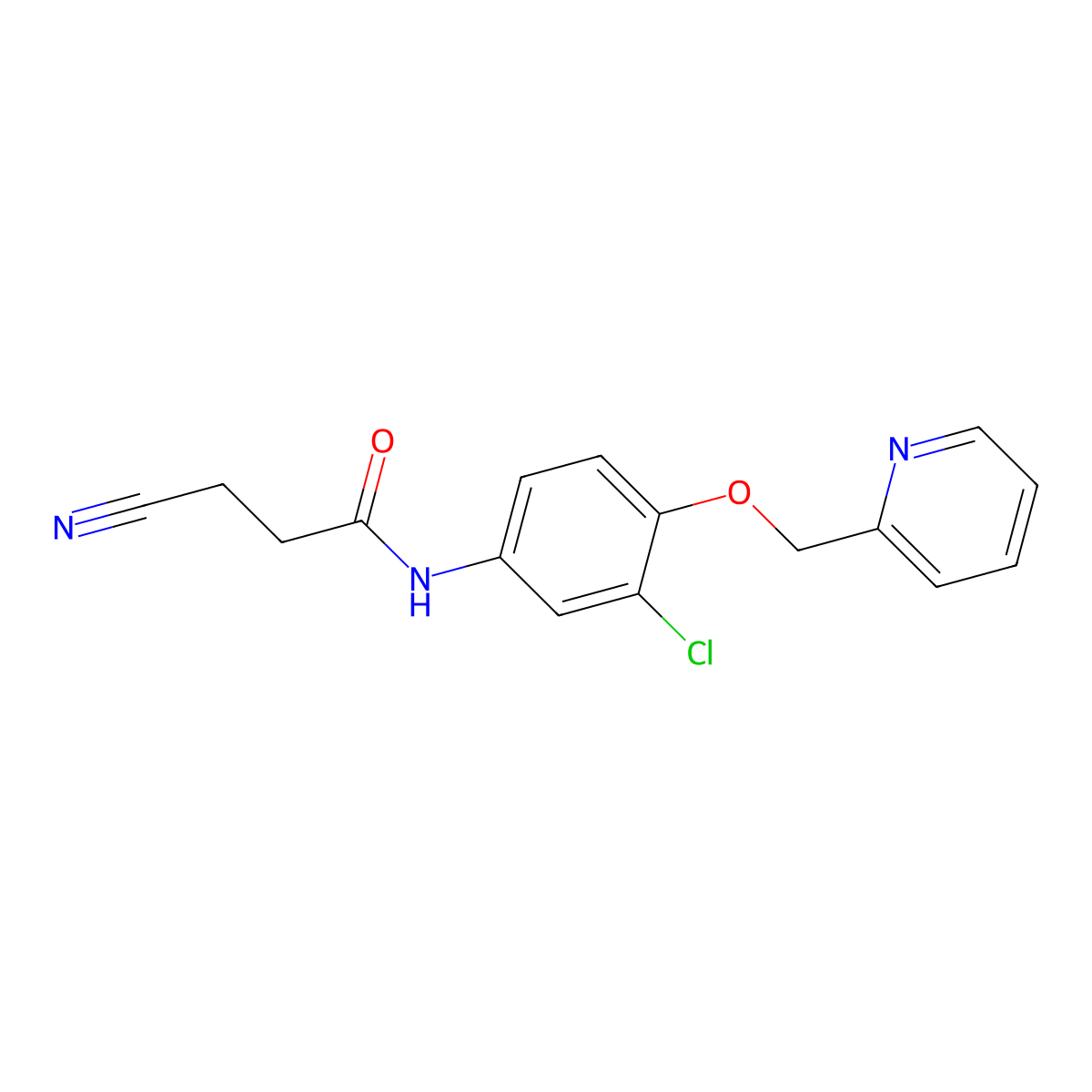 N-(3-Chloro-4-(pyridin-2-ylmethoxy)phenyl)-3-cyanopropanamide molecular structure, CAS 1956377-33-5