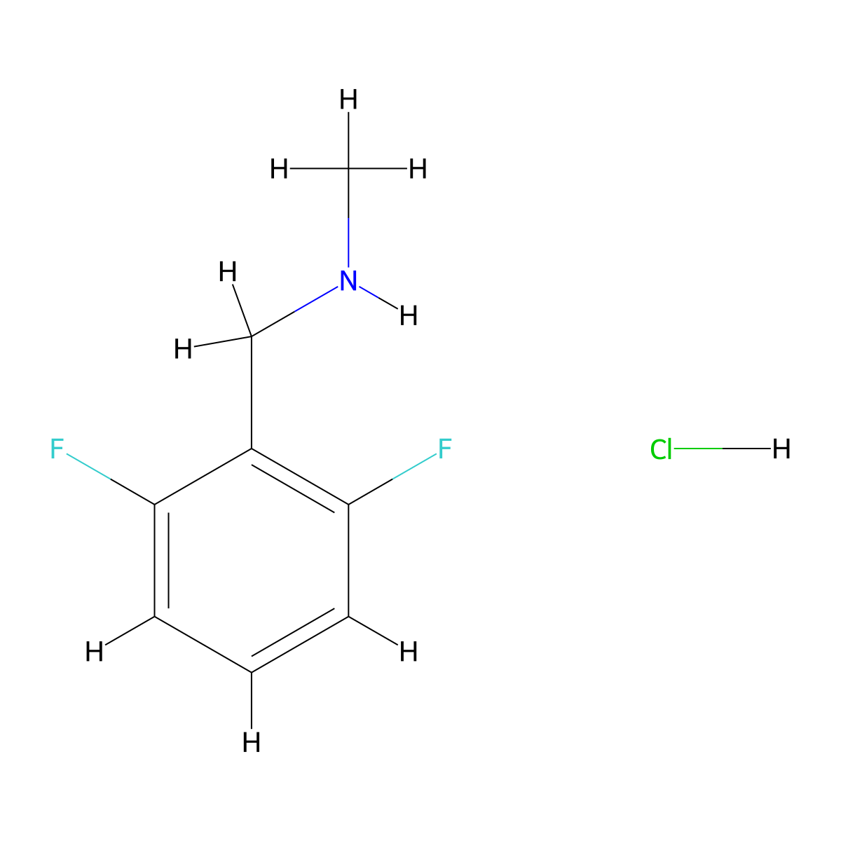 1-(2,6-Difluorophenyl)-N-methylmethanamine hydrochloride molecular structure, CAS 1956377-77-7