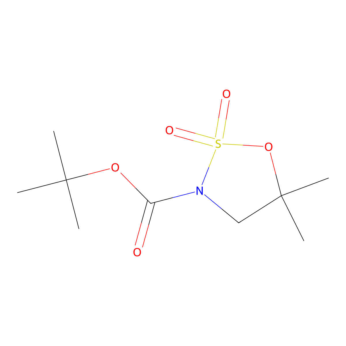 Tert-butyl 5,5-dimethyl-2,2-dioxo-1,2lambda6,3-oxathiazolidine-3-carboxylate molecular structure, CAS 1956378-90-7