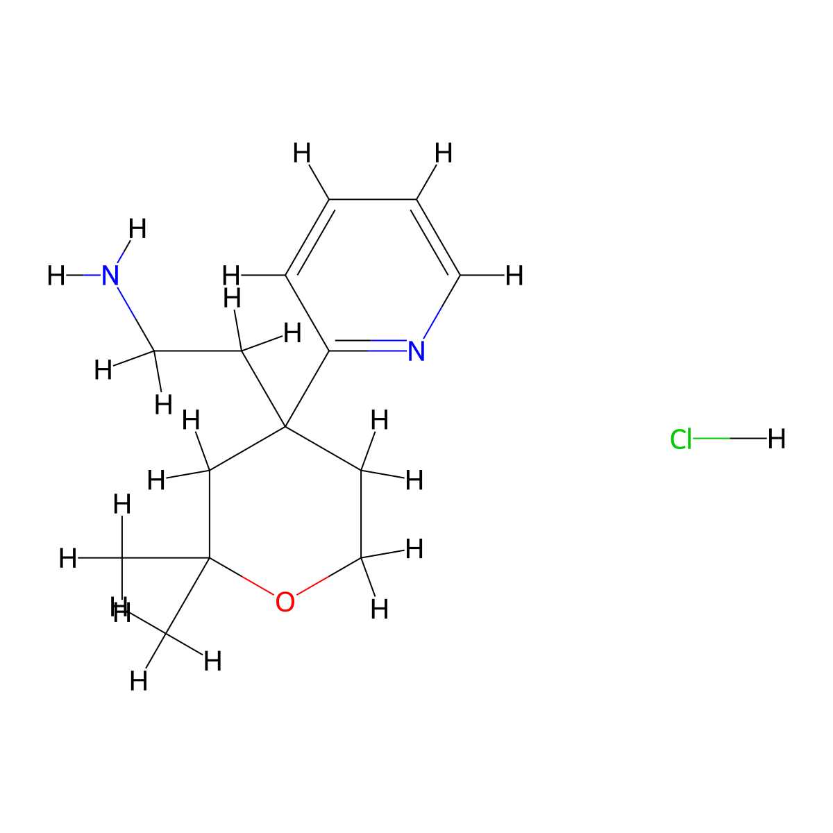 2-(2,2-Dimethyl-4-(pyridin-2-yl)tetrahydro-2H-pyran-4-yl)ethanamine hydrochloride molecular structure, CAS 1956378-93-0