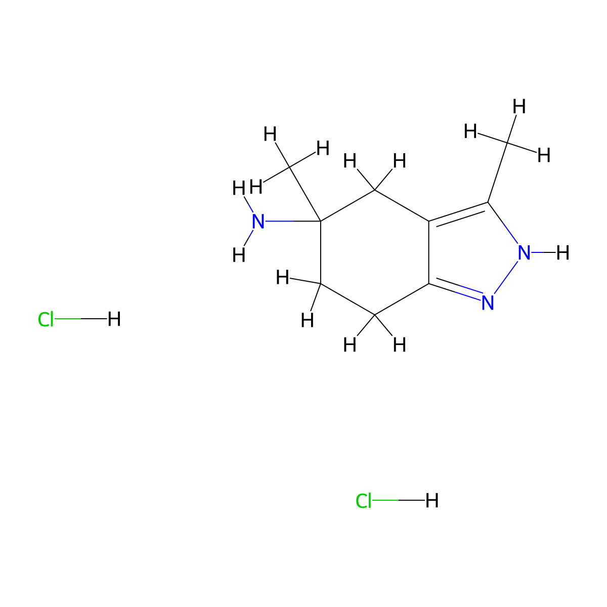 3,5-Dimethyl-4,5,6,7-tetrahydro-2H-indazol-5-amine dihydrochloride molecular structure, CAS 1956378-96-3